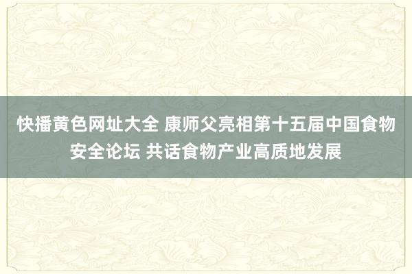 快播黄色网址大全 康师父亮相第十五届中国食物安全论坛 共话食物产业高质地发展