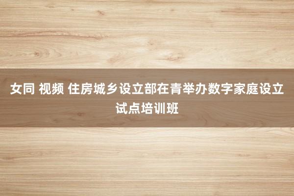 女同 视频 住房城乡设立部在青举办数字家庭设立试点培训班