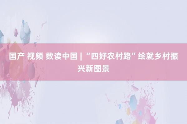 国产 视频 数读中国 | “四好农村路”绘就乡村振兴新图景