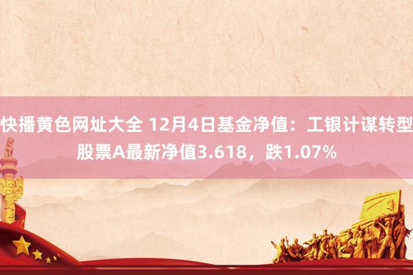 快播黄色网址大全 12月4日基金净值：工银计谋转型股票A最新净值3.618，跌1.07%