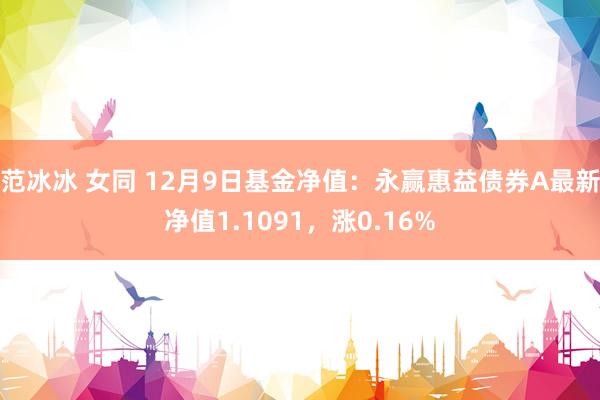 范冰冰 女同 12月9日基金净值：永赢惠益债券A最新净值1.1091，涨0.16%