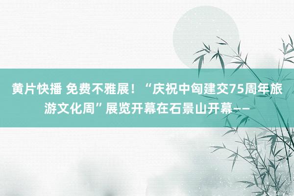 黄片快播 免费不雅展！“庆祝中匈建交75周年旅游文化周”展览开幕在石景山开幕——