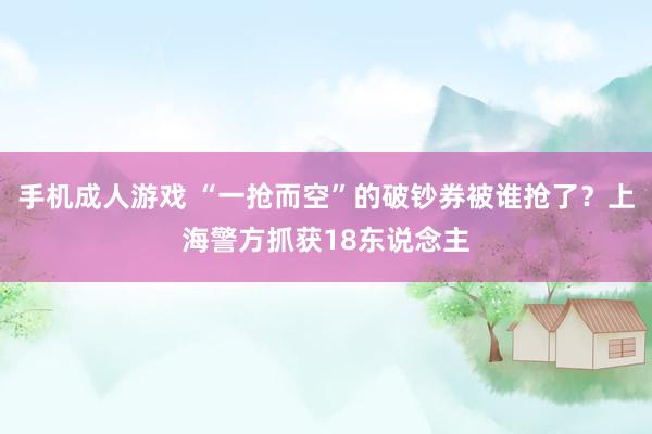 手机成人游戏 “一抢而空”的破钞券被谁抢了？上海警方抓获18东说念主