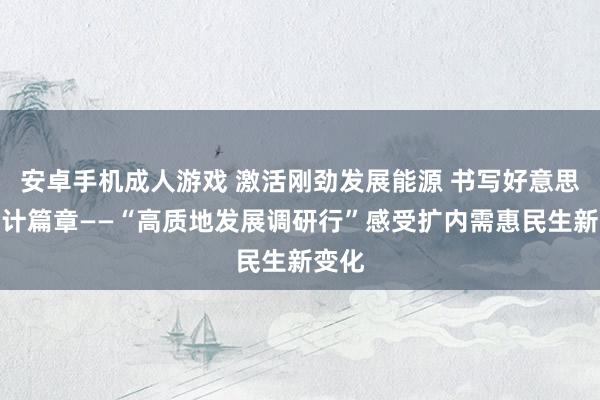 安卓手机成人游戏 激活刚劲发展能源 书写好意思好生计篇章——“高质地发展调研行”感受扩内需惠民生新变化
