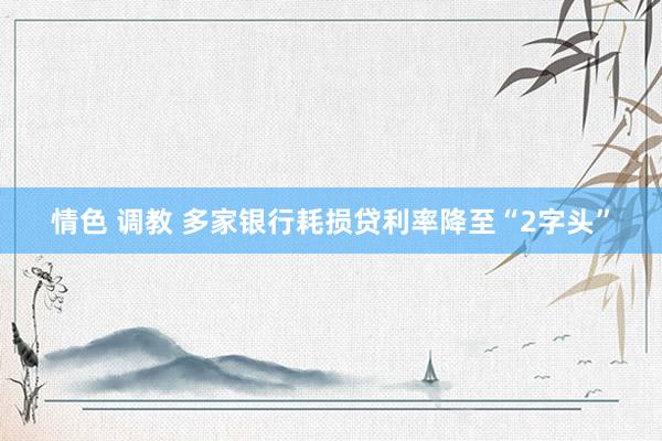 情色 调教 多家银行耗损贷利率降至“2字头”
