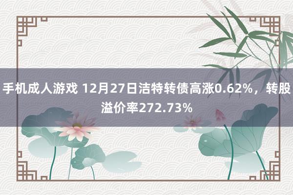 手机成人游戏 12月27日洁特转债高涨0.62%，转股溢价率272.73%