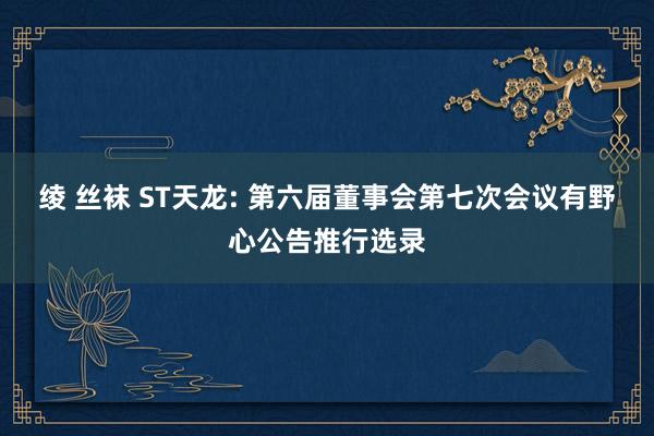 绫 丝袜 ST天龙: 第六届董事会第七次会议有野心公告推行选录