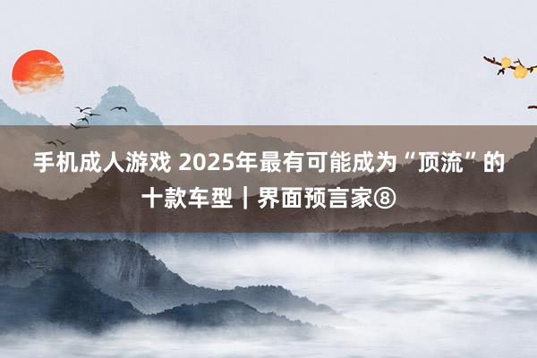 手机成人游戏 2025年最有可能成为“顶流”的十款车型｜界面预言家⑧