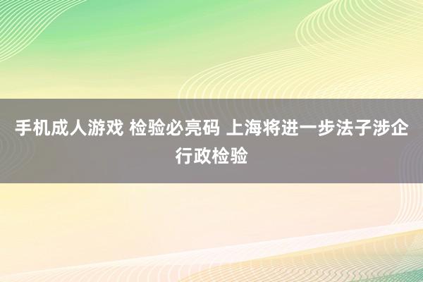 手机成人游戏 检验必亮码 上海将进一步法子涉企行政检验
