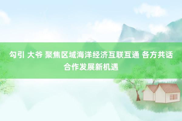 勾引 大爷 聚焦区域海洋经济互联互通 各方共话合作发展新机遇