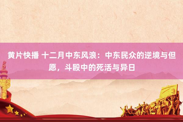 黄片快播 十二月中东风浪：中东民众的逆境与但愿，斗殴中的死活与异日