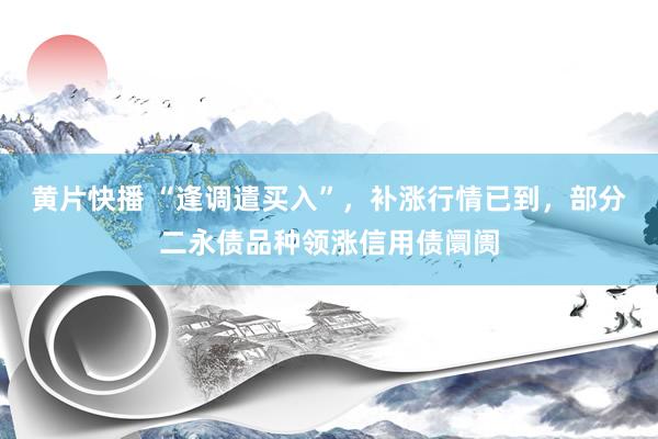 黄片快播 “逢调遣买入”，补涨行情已到，部分二永债品种领涨信用债阛阓