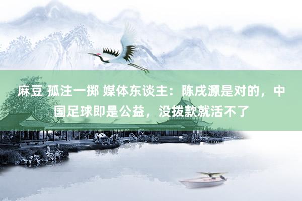 麻豆 孤注一掷 媒体东谈主：陈戌源是对的，中国足球即是公益，没拨款就活不了