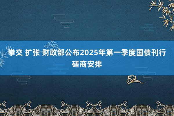拳交 扩张 财政部公布2025年第一季度国债刊行磋商安排