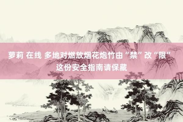 萝莉 在线 多地对燃放烟花炮竹由“禁”改“限” 这份安全指南请保藏