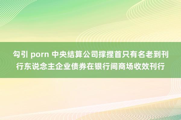 勾引 porn 中央结算公司撑捏首只有名老到刊行东说念主企业债券在银行间商场收效刊行