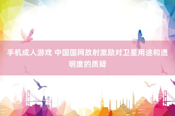 手机成人游戏 中国国网放射激励对卫星用途和透明度的质疑