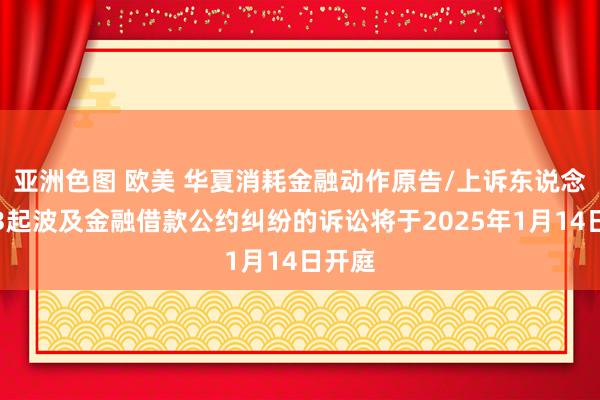 亚洲色图 欧美 华夏消耗金融动作原告/上诉东说念主的3起波及金融借款公约纠纷的诉讼将于2025年1月14日开庭