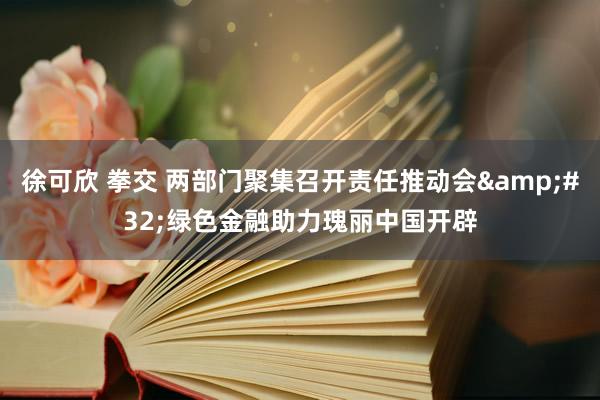 徐可欣 拳交 两部门聚集召开责任推动会&#32;绿色金融助力瑰丽中国开辟