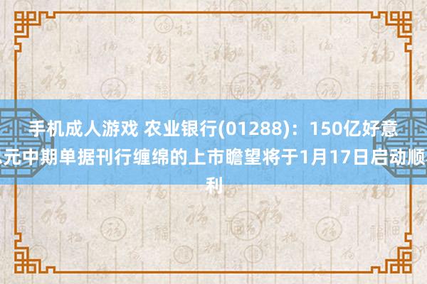 手机成人游戏 农业银行(01288)：150亿好意思元中期单据刊行缠绵的上市瞻望将于1月17日启动顺利