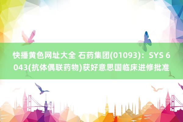 快播黄色网址大全 石药集团(01093)：SYS 6043(抗体偶联药物)获好意思国临床进修批准