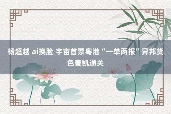 杨超越 ai换脸 宇宙首票粤港“一单两报”异邦货色奏凯通关