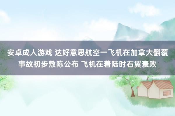 安卓成人游戏 达好意思航空一飞机在加拿大翻覆事故初步敷陈公布 飞机在着陆时右翼衰败