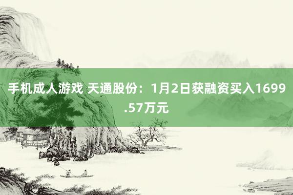手机成人游戏 天通股份：1月2日获融资买入1699.57万元
