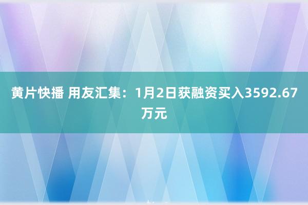 黄片快播 用友汇集：1月2日获融资买入3592.67万元