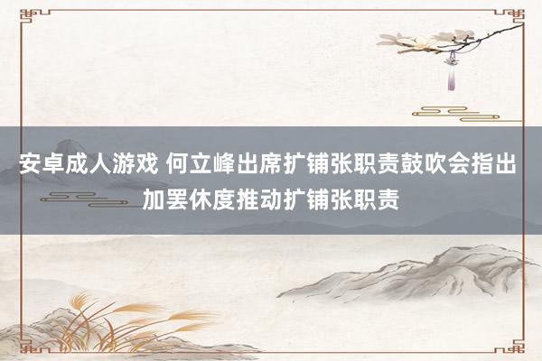 安卓成人游戏 何立峰出席扩铺张职责鼓吹会指出 加罢休度推动扩铺张职责