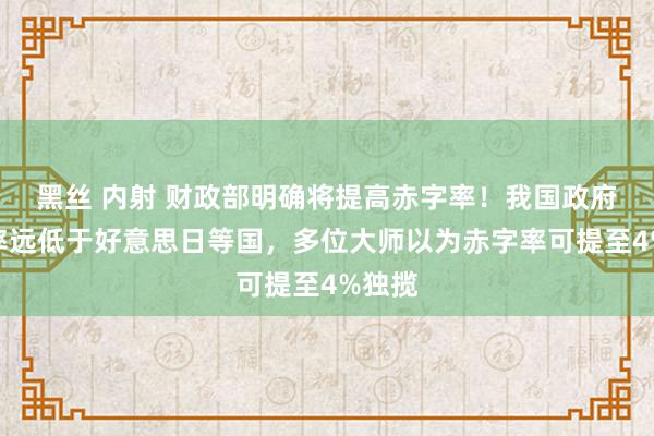 黑丝 内射 财政部明确将提高赤字率！我国政府欠债率远低于好意思日等国，多位大师以为赤字率可提至4%独揽