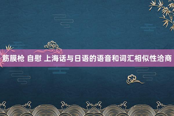 筋膜枪 自慰 上海话与日语的语音和词汇相似性洽商