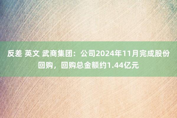 反差 英文 武商集团：公司2024年11月完成股份回购，回购总金额约1.44亿元