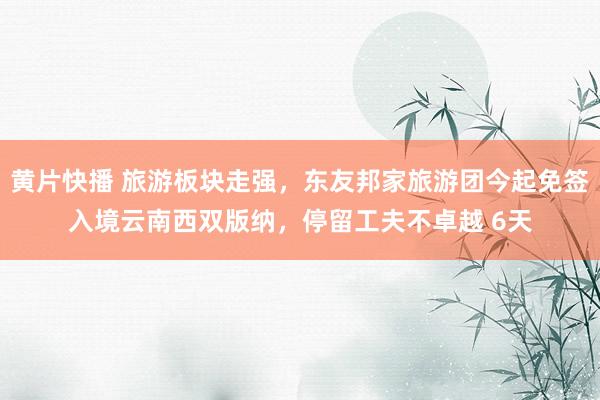 黄片快播 旅游板块走强，东友邦家旅游团今起免签入境云南西双版纳，停留工夫不卓越 6天