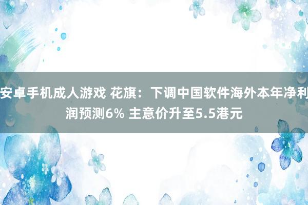安卓手机成人游戏 花旗：下调中国软件海外本年净利润预测6% 主意价升至5.5港元