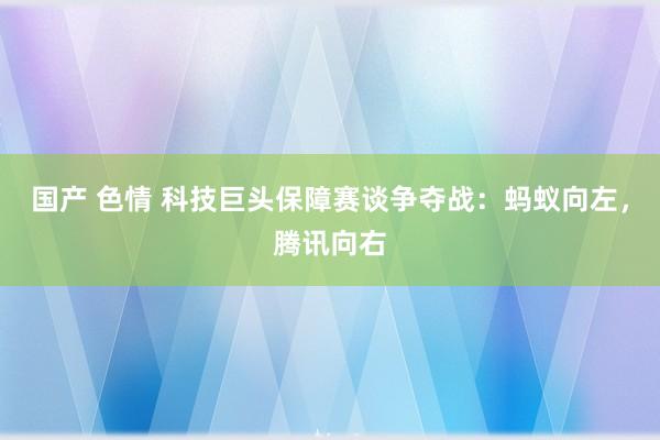 国产 色情 科技巨头保障赛谈争夺战：蚂蚁向左，腾讯向右